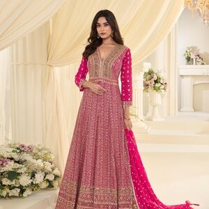 Chic Pink Embroidered Maxi Dress